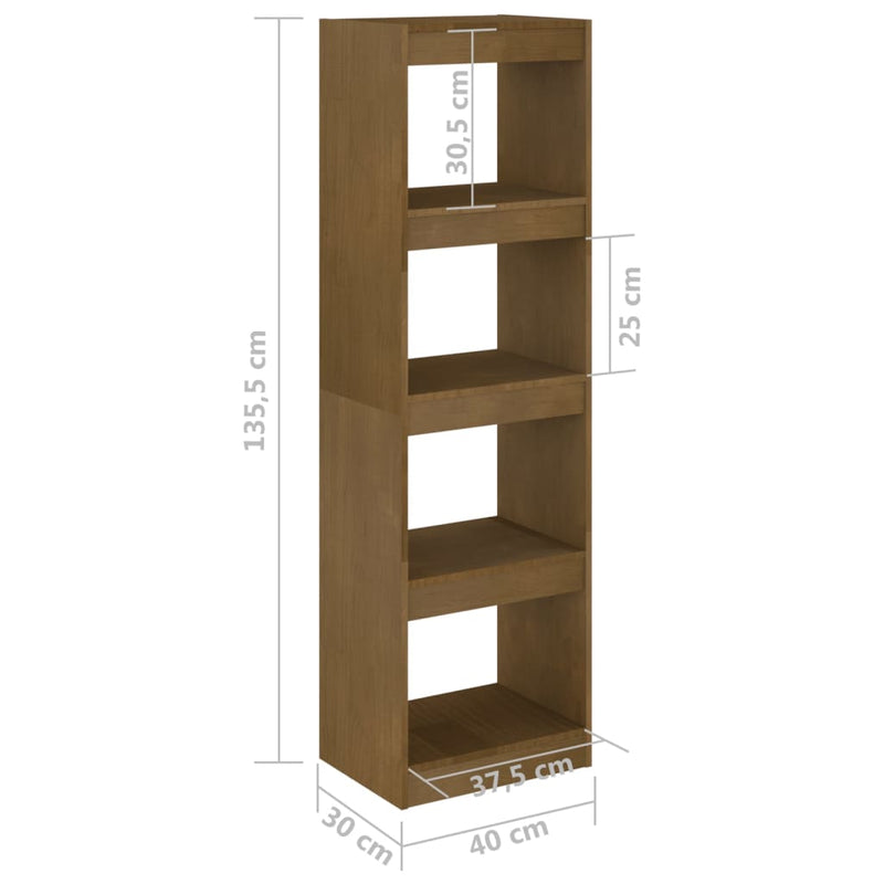 Book Cabinet Room Divider Honey Brown 40x30x135.5 cm Pinewood