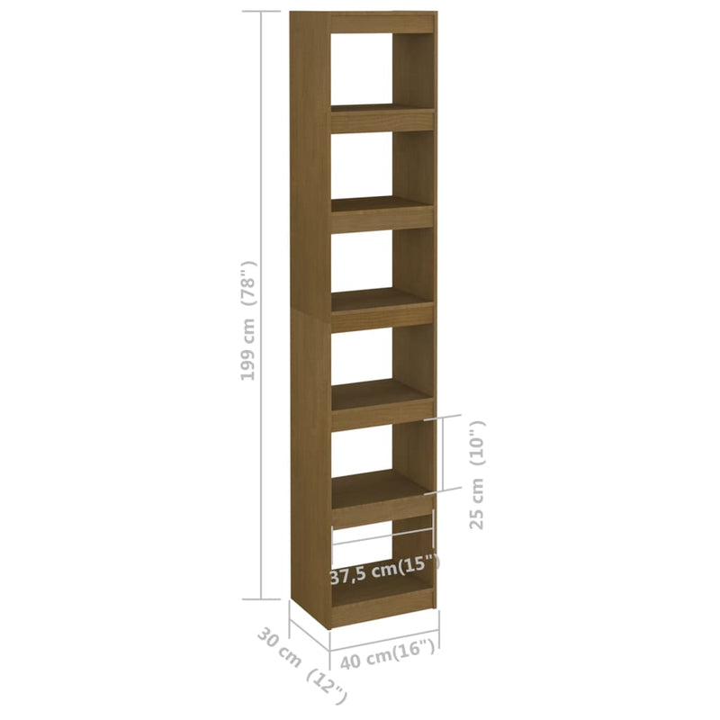 Book Cabinet/Room Divider Honey Brown Solid Pinewood