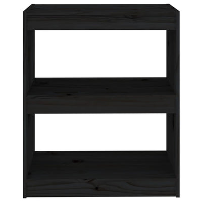 Book Cabinet/Room Divider Black 60x30x71.5 cm Solid Wood Pine