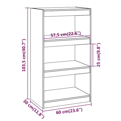 Book Cabinet/Room Divider Grey 60x30x103.5 cm Solid Wood Pine