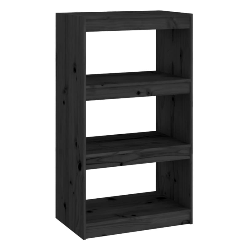 Book Cabinet/Room Divider Black 60x30x103.5 cm Solid Wood Pine