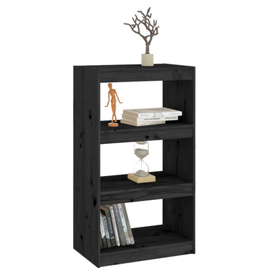 Book Cabinet/Room Divider Black 60x30x103.5 cm Solid Wood Pine