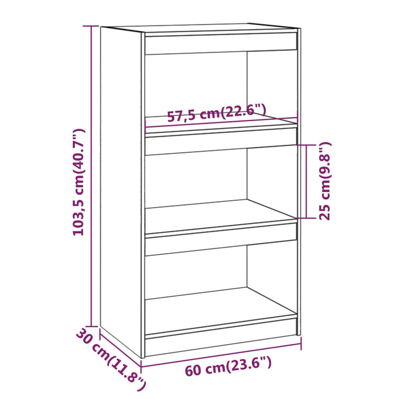 Book Cabinet/Room Divider Black 60x30x103.5 cm Solid Wood Pine