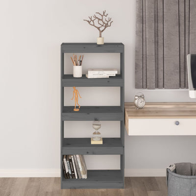 Book Cabinet/Room Divider Grey 60x30x135.5 cm Solid Wood Pine