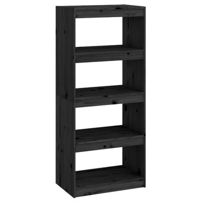 Book Cabinet/Room Divider Black 60x30x135.5 cm Solid Wood Pine