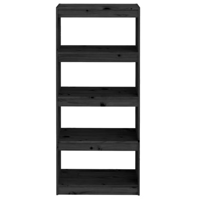 Book Cabinet/Room Divider Black 60x30x135.5 cm Solid Wood Pine