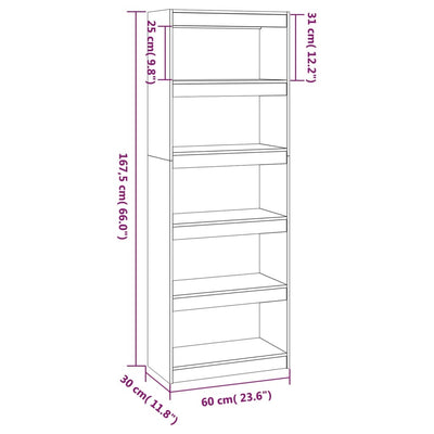 Book Cabinet/Room Divider 60x30x167.5 cm Solid Wood Pine