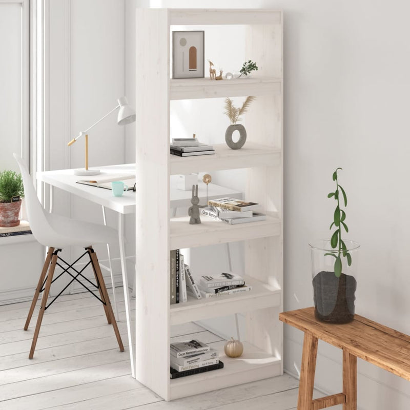 Book Cabinet/Room Divider White 60x30x167.5 cm Solid Wood Pine