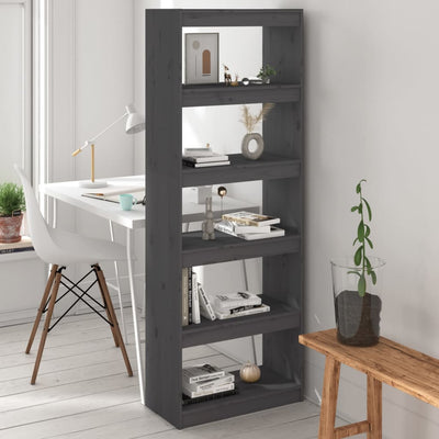 Book Cabinet/Room Divider Grey 60x30x167.5 cm Solid Wood Pine