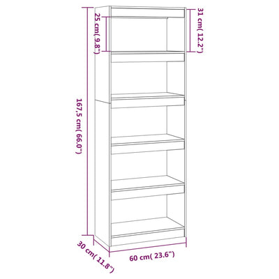 Book Cabinet/Room Divider Honey Brown 60x30x167.5 cm Wood Pine