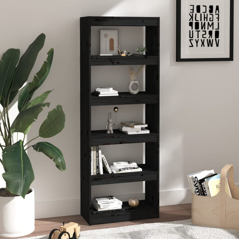 Book Cabinet/Room Divider Black 60x30x167.5 cm Solid Wood Pine