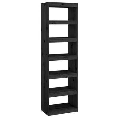 Book Cabinet/Room Divider Black 60x30x199.5 cm Solid Wood Pine