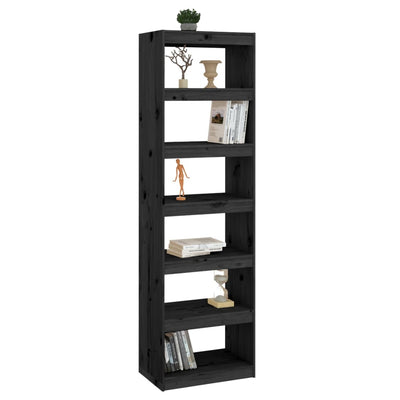 Book Cabinet/Room Divider Black 60x30x199.5 cm Solid Wood Pine