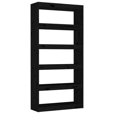 Book Cabinet/Room Divider Black 80x30x167.4 cm Solid Wood Pine