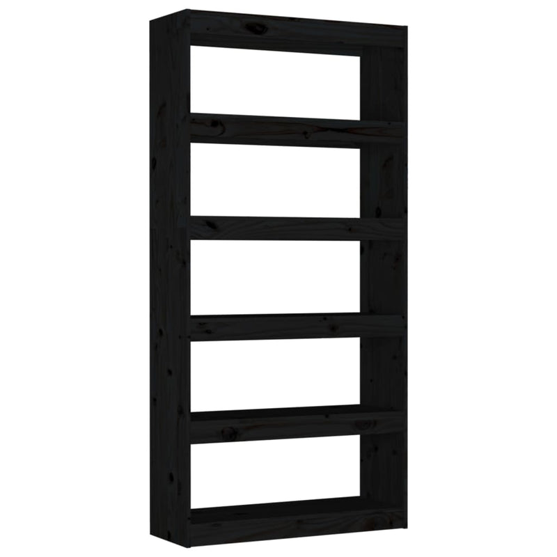 Book Cabinet/Room Divider Black 80x30x167.4 cm Solid Wood Pine