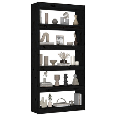 Book Cabinet/Room Divider Black 80x30x167.4 cm Solid Wood Pine