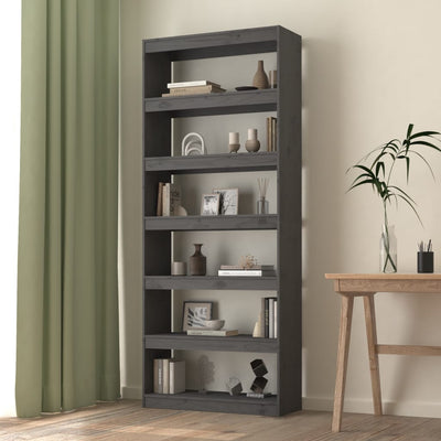 Book Cabinet/Room Divider Grey 80x30x199.5 cm Solid Wood Pine