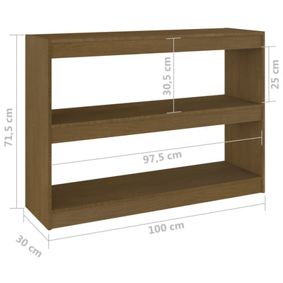 Book Cabinet Room Divider Honey Brown 100x30x71.5 cm Pinewood