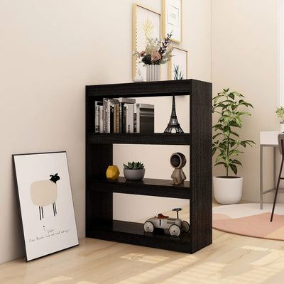 Book Cabinet/Room Divider Black 100x30x103 cm Solid Pinewood