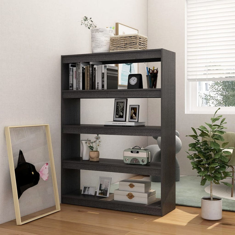 Book Cabinet/Room Divider Grey 100x30x135.5 cm Solid Pinewood