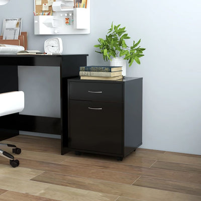 Rolling Cabinet Black 45x38x54 cm Engineered Wood