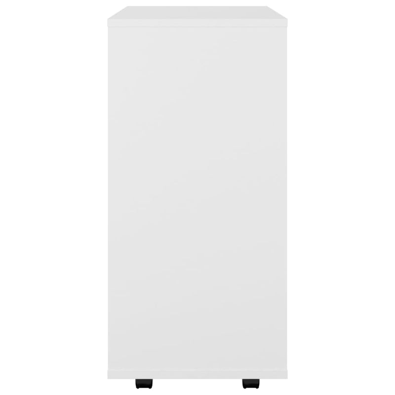 Rolling Cabinet White 60x35x75 cm Engineered Wood