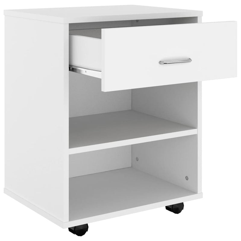 Rolling Cabinet White 46x36x59 cm Engineered Wood