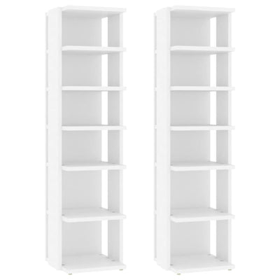 Shoe Cabinets 2 pcs White 27.5x27x102 cm Engineered Wood