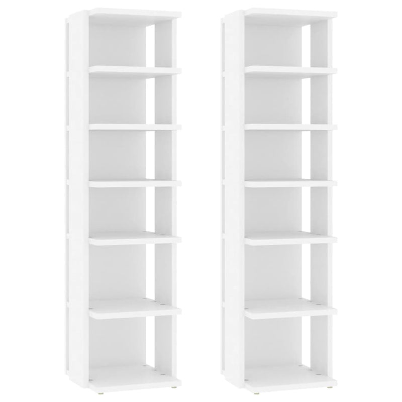 Shoe Cabinets 2 pcs White 27.5x27x102 cm Engineered Wood