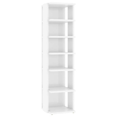 Shoe Cabinet High Gloss White 27.5x27x102 cm Engineered Wood