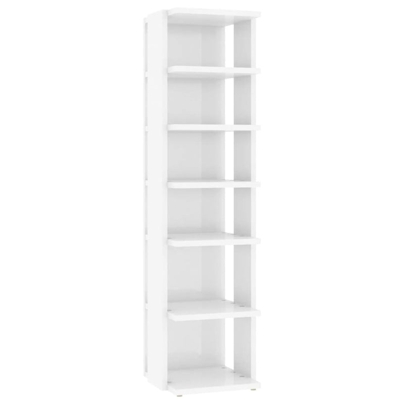 Shoe Cabinet High Gloss White 27.5x27x102 cm Engineered Wood