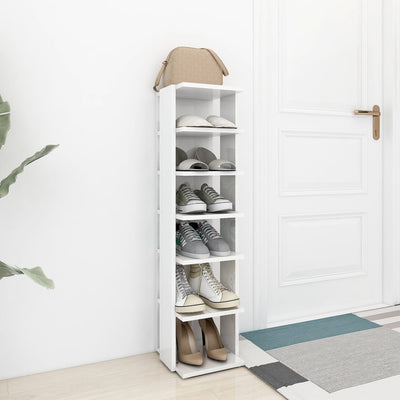 Shoe Cabinet High Gloss White 27.5x27x102 cm Engineered Wood