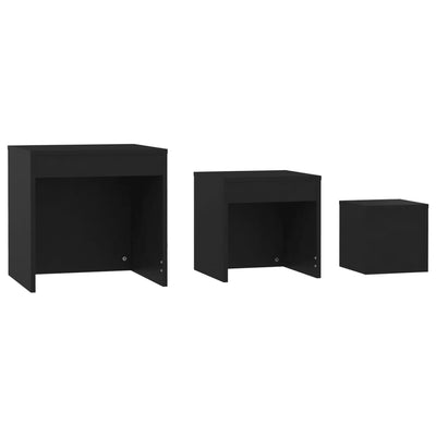 Nesting Tables 3 pcs Black Engineered Wood