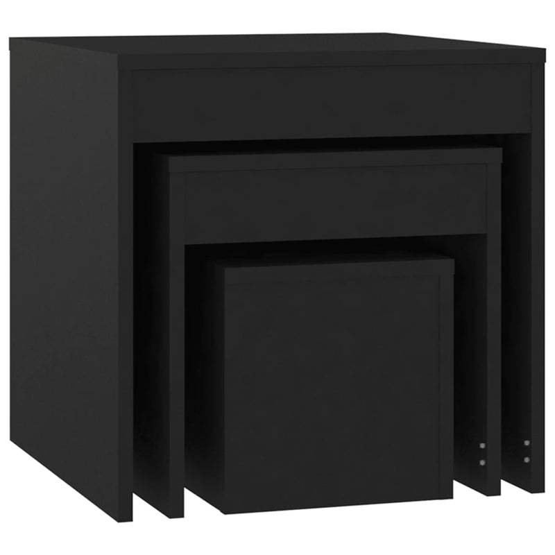 Nesting Tables 3 pcs Black Engineered Wood