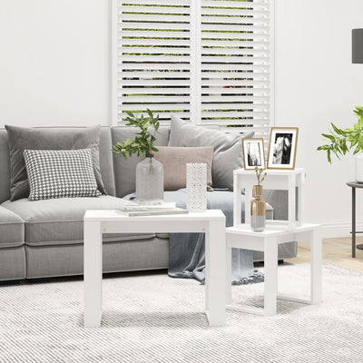 Nesting Tables 3 pcs White Engineered Wood