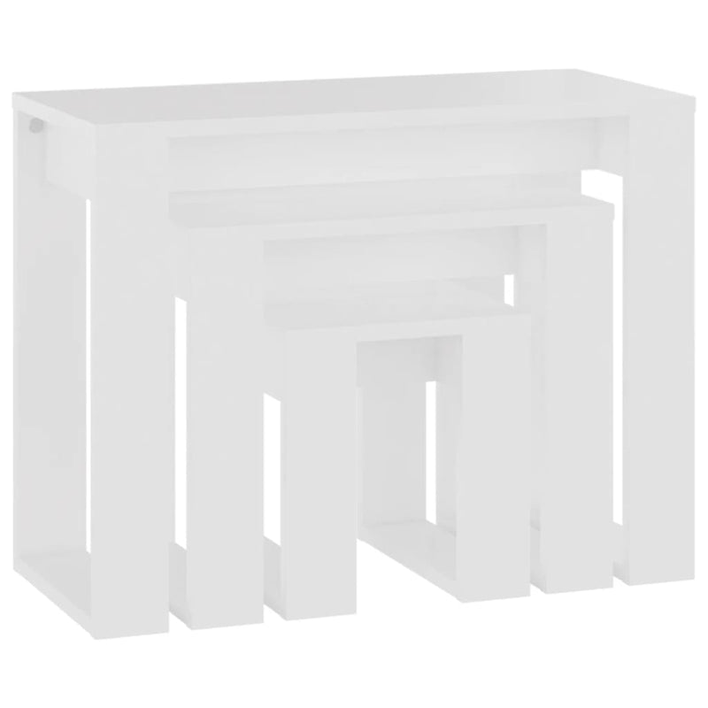 Nesting Tables 3 pcs White Engineered Wood