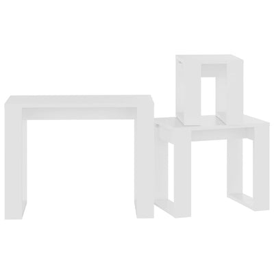 Nesting Tables 3 pcs White Engineered Wood