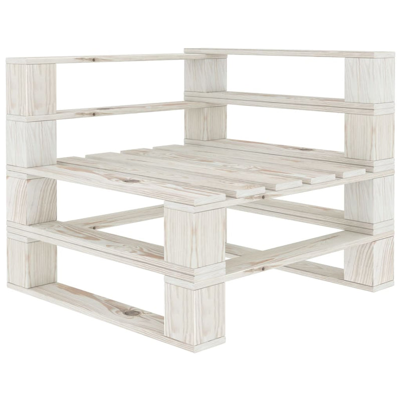 5 Piece Garden Pallet Lounge Set Solid Pinewood White