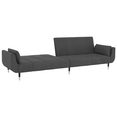 2-Seater Sofa Bed with Two Pillows Dark Grey Velvet