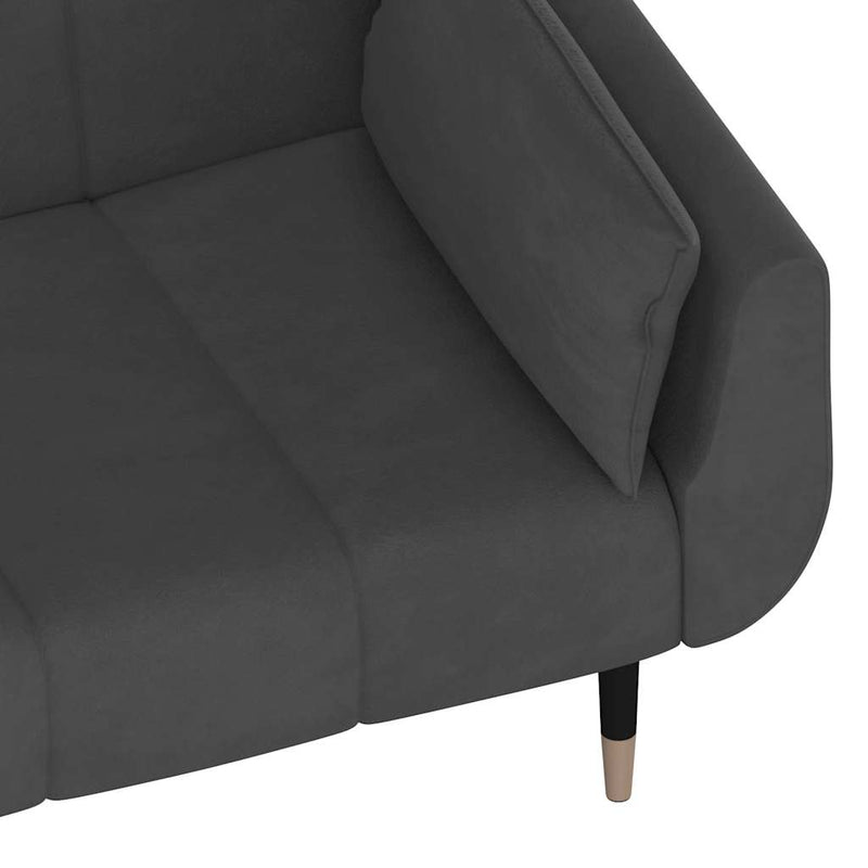 2-Seater Sofa Bed with Two Pillows Dark Grey Velvet