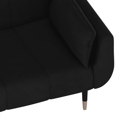 2-Seater Sofa Bed with Two Pillows Black Velvet