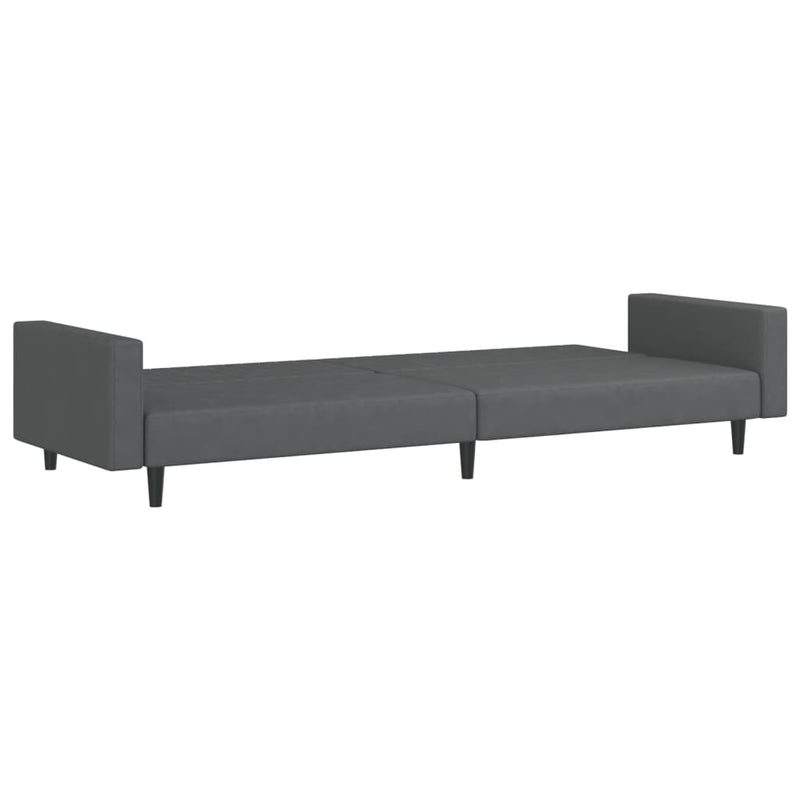 2-Seater Sofa Bed Dark Grey Velvet