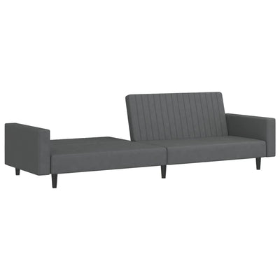 2-Seater Sofa Bed Dark Grey Velvet