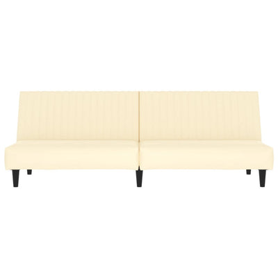 2-Seater Sofa Bed Cream Faux Leather