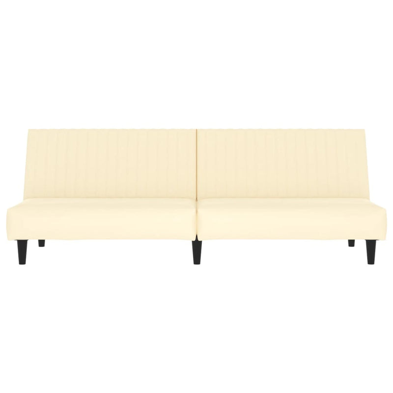 2-Seater Sofa Bed Cream Faux Leather