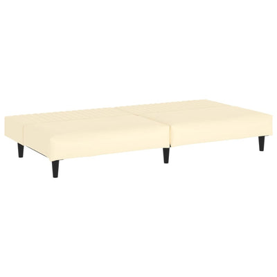 2-Seater Sofa Bed Cream Faux Leather