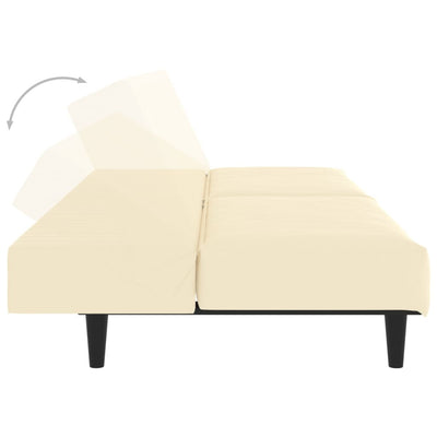 2-Seater Sofa Bed Cream Faux Leather