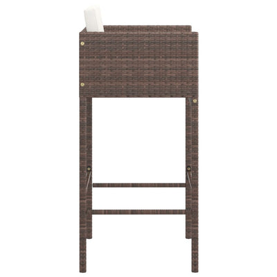 Bar Stools 2 pcs with Cushions Brown Poly Rattan