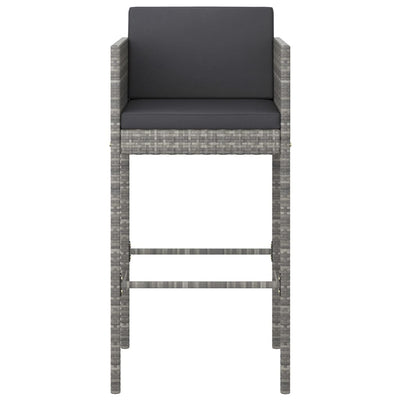 Bar Stools 4 pcs with Cushions Grey Poly Rattan