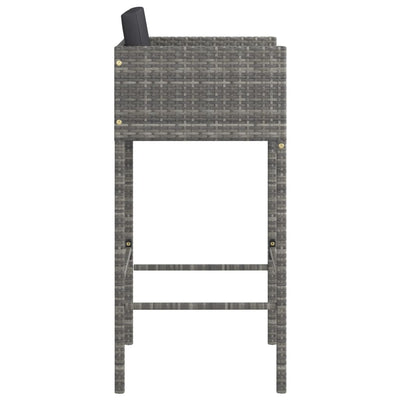 Bar Stools 4 pcs with Cushions Grey Poly Rattan